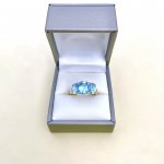 9ct. Gold 3-stone Topaz &amp; Diamond Ring.