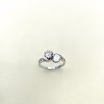 9ct. White Gold 2-stone CZ Ring.