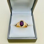 Hallmarked 18ct. Amethyst Mourning Ring.