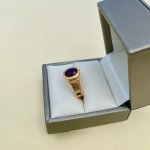 Hallmarked 18ct. Amethyst Mourning Ring.