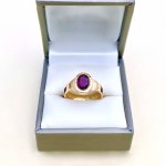 Hallmarked 18ct. Amethyst Mourning Ring. Circa 1867 - 1868. 