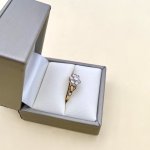 9ct. Solid Gold Daisy CZ Ring / Hearts to Shoulders.