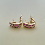 9ct Gold Ruby &amp; Diamond Earrings.