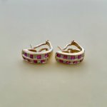 9ct Gold Ruby &amp; Diamond Earrings.