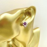 9ct. Gold Ruby Floral Earrings With Stem.
