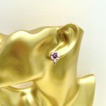 9ct. Gold Ruby Floral Earrings With Stem.