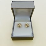 9ct. Gold Diamond &amp; Peridot Stud Earrings.