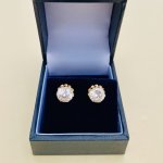 9ct. Gold Twist Design CZ Stud Earrings.