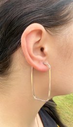 Silver Rectangular Hoop Earrings.