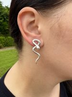 Silver Snake Drop Earrings.