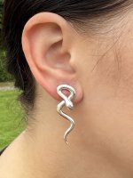 Silver Snake Drop Earrings.