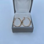 9ct. Yellow Gold small / slim Hoop Earrings.