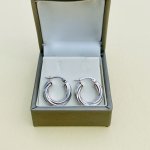 9ct. White Gold Small Twist Hoop Earrings.