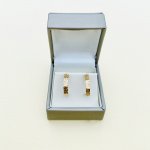 9ct. Gold ½ Hoop Hexagonal Earrings.