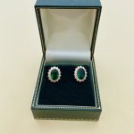 Stud Earrings with Green Stone &amp; CZ&#039;s.