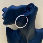 Large Silver Hoop Earrings / frosted finish.