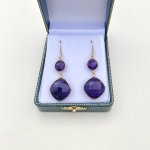 Sterling silver gilt earrings / faceted amethysts.