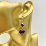 Sterling silver gilt earrings / faceted amethysts.