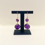 Sterling silver gilt earrings / faceted amethysts.