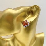 Silver Square Amber earrings.