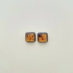 Silver Square Amber earrings.