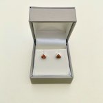 Small Silver Amber Stud Earrings.