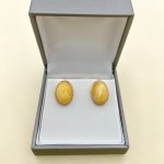 14ct. Gold &#039;Butterscotch&#039; Amber Oval Earrings.