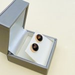 14ct. Gold Circular Amber Stud Earrings.