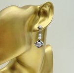 Silver Drop Pearl Earrings.