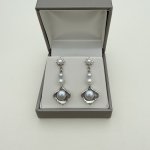 Silver Drop Pearl Earrings.