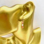 9ct. Gold Coral and Pearl Drop Earrings.