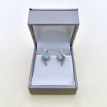 Silver Earrings with Aqua Blue Stone.