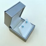 Silver Aqua Blue Tiny Stud Earrings.