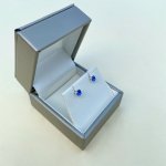 Silver Sapphire Blue Tiny Stud Earrings.