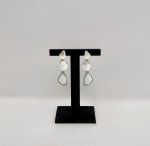 Sterling Silver Drop Earrings / white stone to base.