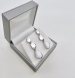 Sterling Silver Drop Earrings / white stone to base.