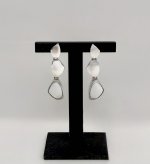 Sterling Silver Drop Earrings / white stone to base.
