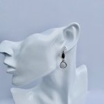 Sterling Silver Drop Earrings / white stone.