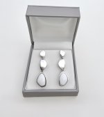 Sterling Silver Drop Earrings / white stone to base.