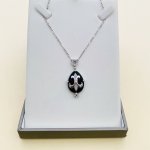 18ct. Gold Fleur de Lis Diamond &amp; Onyx Pendant.