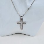 Hallmarked sterling silver crystal cross pendant.