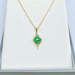 9ct. Gold Green Clover Pendant.