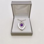 Sterling silver heart pendant / purple gemstone.