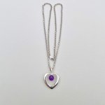 Sterling silver heart pendant / purple gemstone.