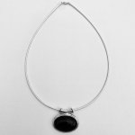 Silver Onyx Pendant on collerette necklace.