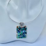 Handcrafted Silver Abalone Pendant on Collarette Necklace.