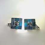 Sterling Silver Plique-à-Jour Cufflinks.