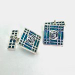 Sterling Silver Plique-à-Jour Cufflinks.