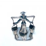 Miniature silver model of lady / water pails. Dutch circa 1950.