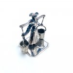 Miniature silver model of lady / water pails. Dutch circa 1950.